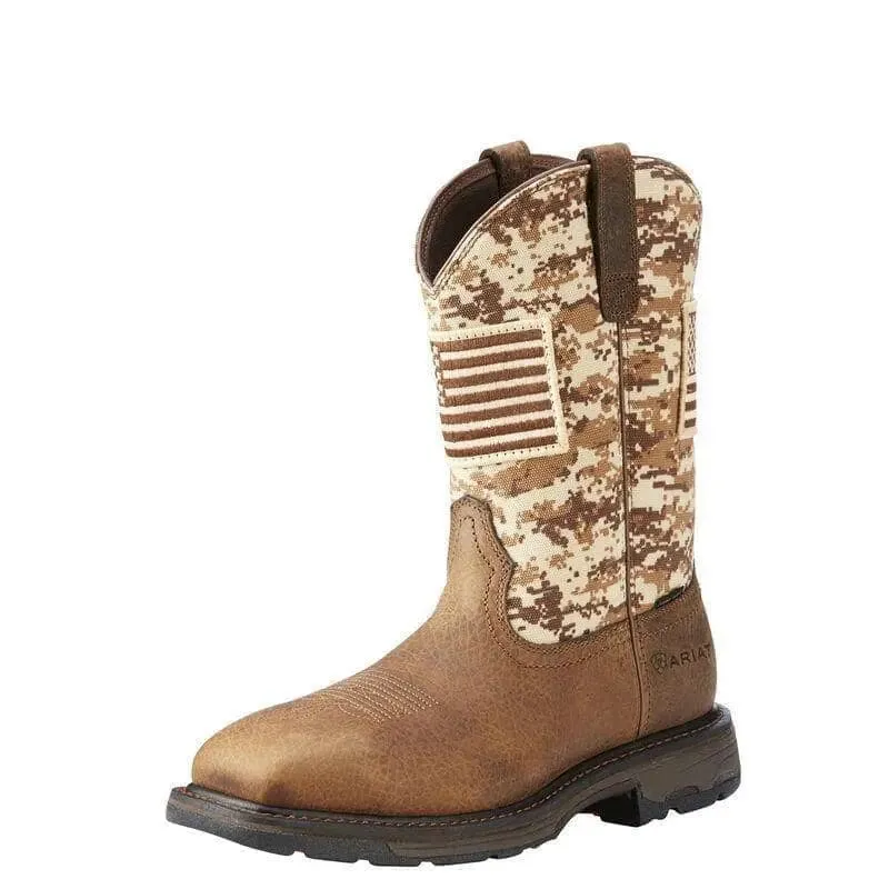 ARIAT - WorkHog Patriot Steel Toe Work Boot, Earth/Sand Camo