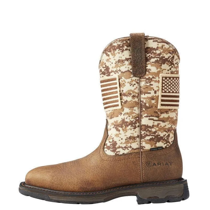 ARIAT - WorkHog Patriot Steel Toe Work Boot, Earth/Sand Camo