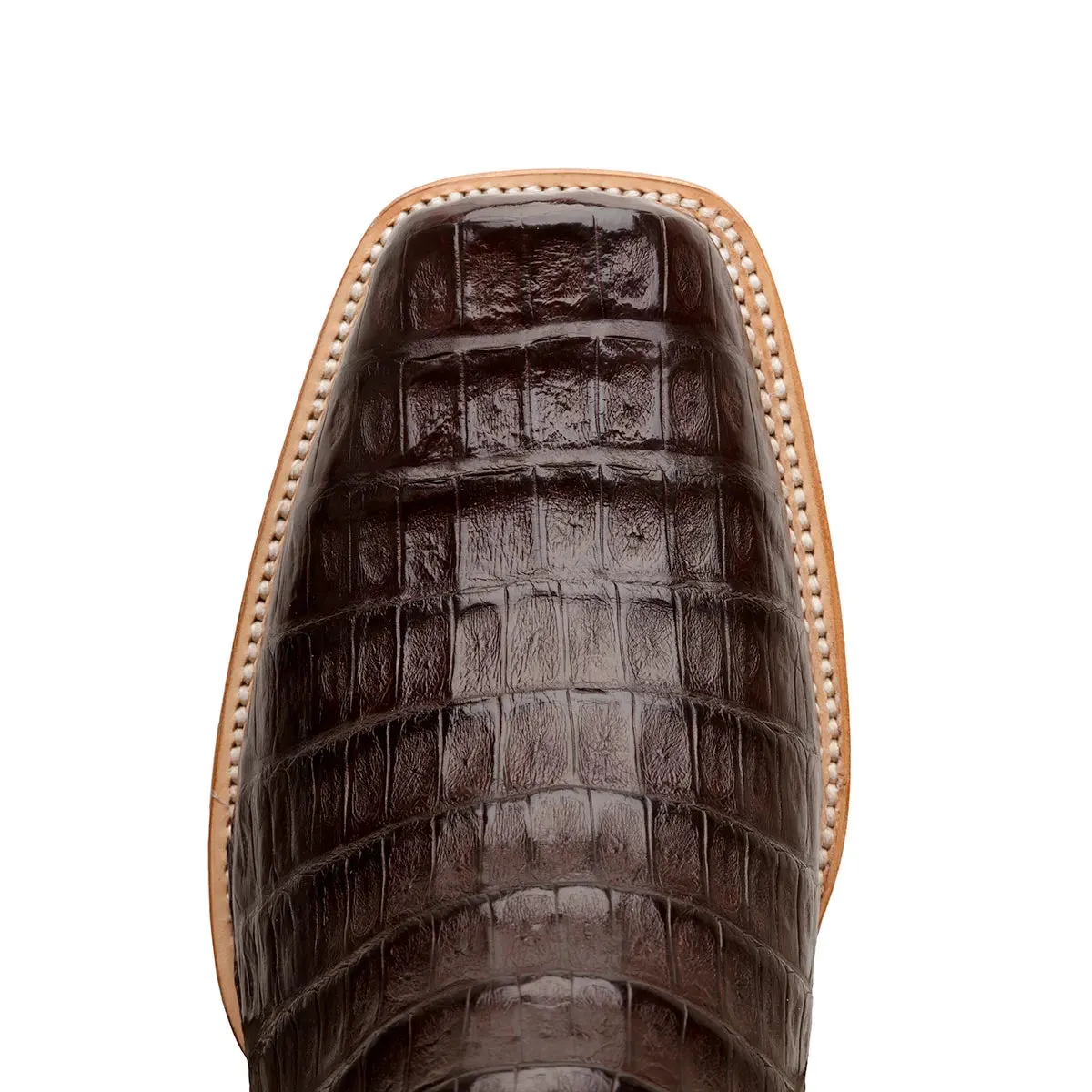 Garner Caiman Tail Belly Cut Stockman Square Toe Boot - Brown