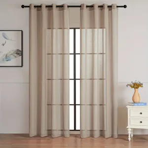 kkboxly 1pc Elegant Semi-Transparent Linen Panel - Panels for Living Room and Bedroom Window Treatment with Grommet Top for Home Decor and Sunlight Filtering
