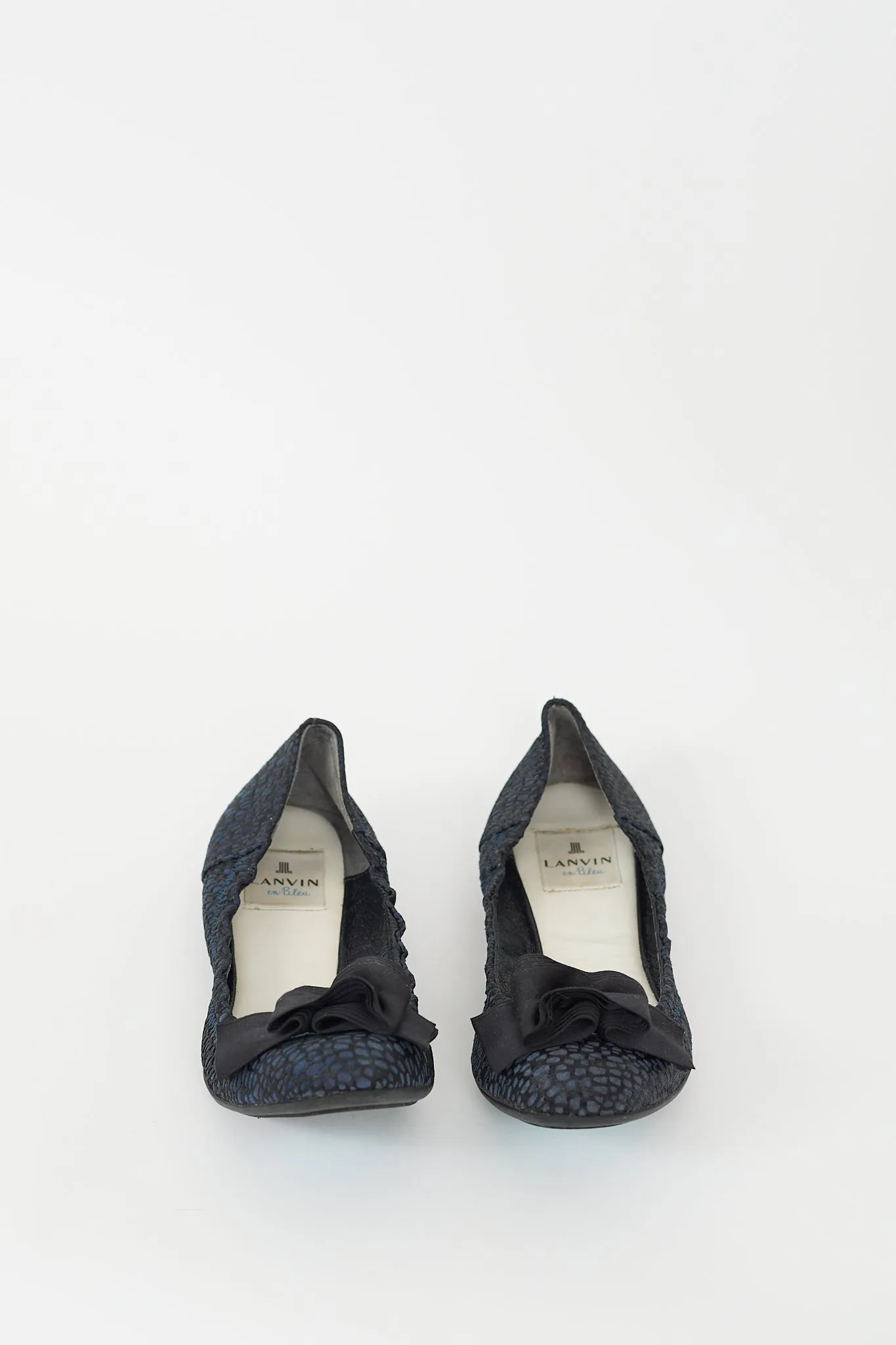 Navy & Black Suede & Mesh Bow Ballet Flat